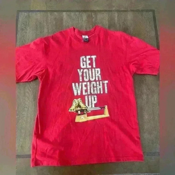 NIKE Men’s Get Your Weight Up Money Spell Out Short Sleeve White Sz M - Picture 1 of 3
